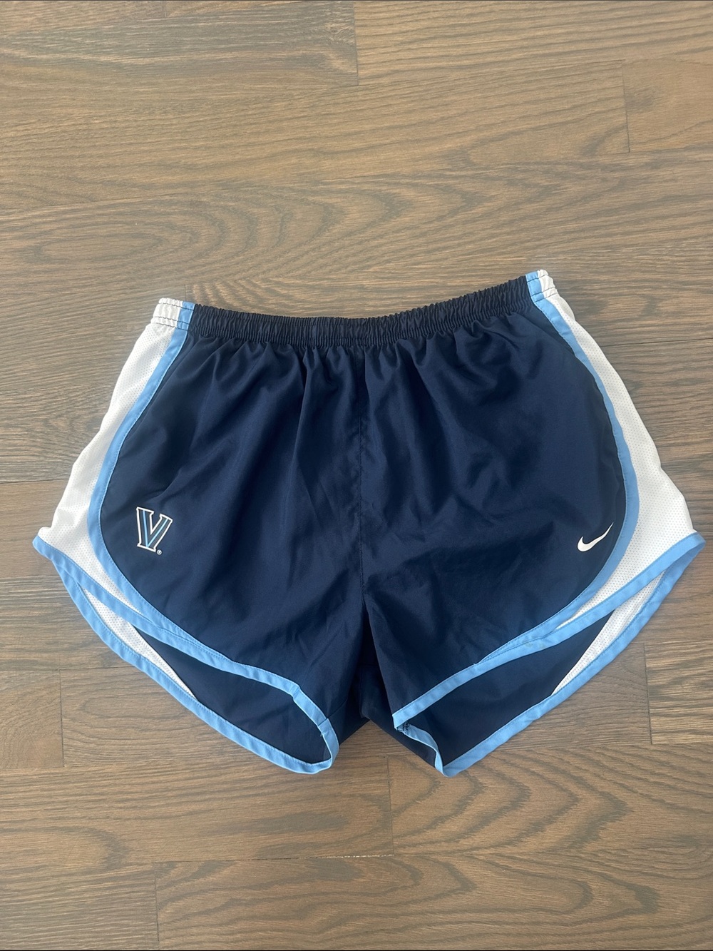 Villanova Nike navy shorts with light blue and white trim